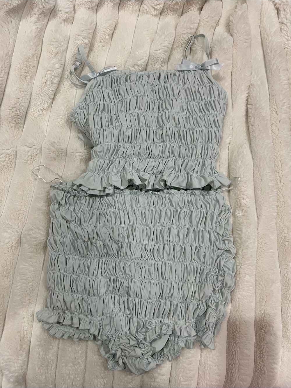 Vina of the Valley Vintage Sweetheart Two Piece Swimsuit Blue (L)